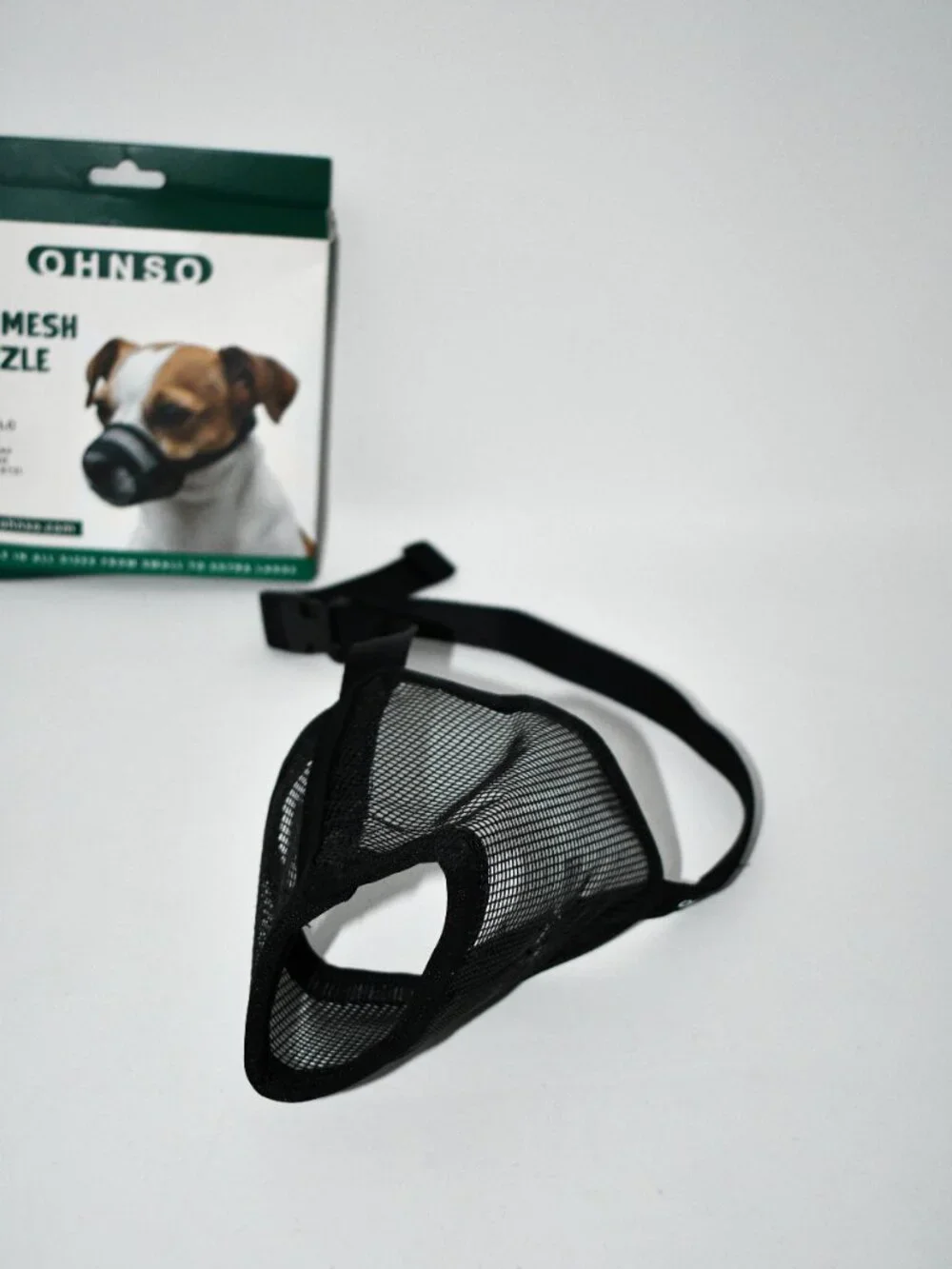 OHNSO Dog Muzzle, Large, Breathable Mesh, Anti Biting/ Barking, Black, 7.9-9.4